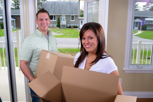 Packed family home contents ready for transport on moving day