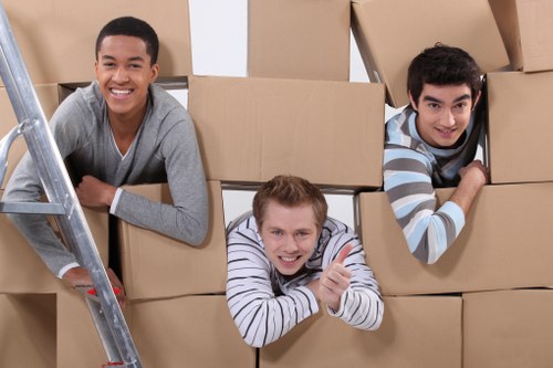 Unpacked household goods arranged neatly in rooms after a move in Ardleighgreen