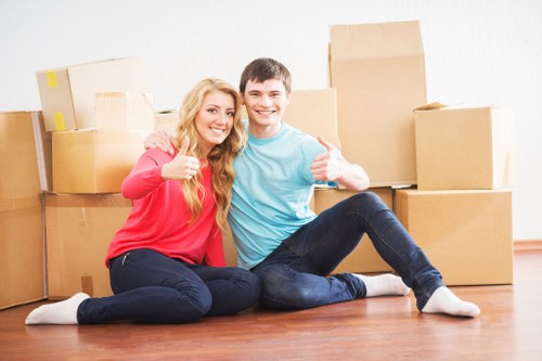 Securely stacked goods inside a moving van